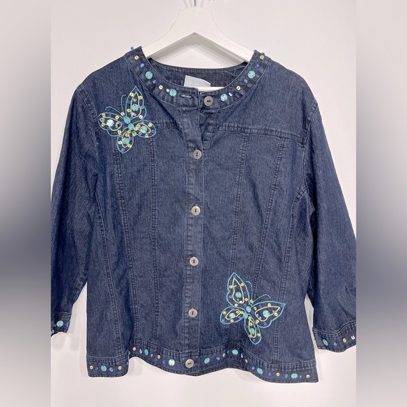 embroidered jacket denim size 14 - Picture 1 of 6
